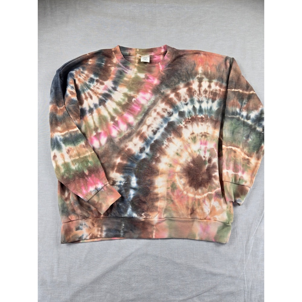 No Boundaries Kids Tie Dye Crewneck Sweatshirt Multicolor Brown Pink Size M 8-10